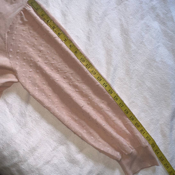 Adrianna Papell Plus Size Blush Pink V-Neck Sheer Sleeve Sweater NWT- 1X - Picture 7 of 9